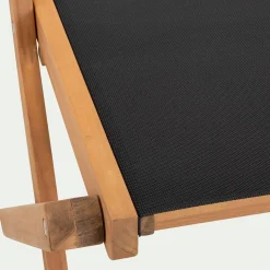 Chaise de jardin pliante en acacia huilé et tissu - noir