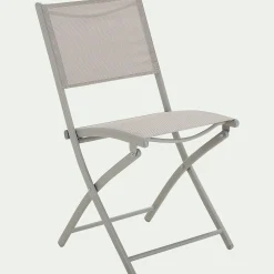 Chaise de jardin pliante en acier et textilène - gris vésuve