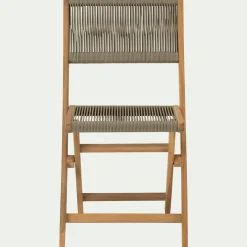 Chaise de jardin pliante en acacia et corde - bois clair