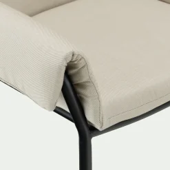 Chaise de jardin rembourrée avec accoudoirs en acier et tissu - beige