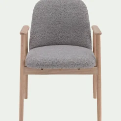 Chaise de repas avec accoudoirs en tissu - gris