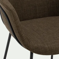 Chaise de repas avec accoudoirs en tissu - vert cèdre