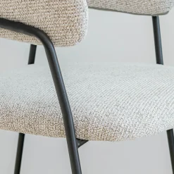 Chaise de repas avec accoudoirs en tissu - beige