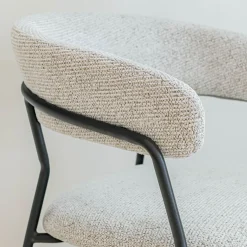 Chaise de repas avec accoudoirs en tissu - beige