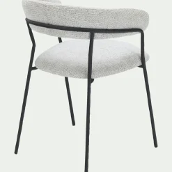 Chaise de repas avec accoudoirs en tissu - beige