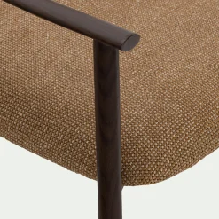 Chaise de repas avec accoudoirs en tissu et acier - brun châtaignier