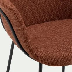 Chaise de repas avec accoudoirs en tissu - brun rustrel
