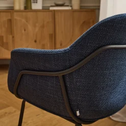 Chaise de repas avec accoudoirs en tissu - bleu figuerolles