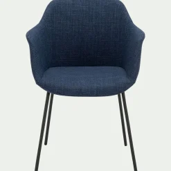 Chaise de repas avec accoudoirs en tissu - bleu figuerolles