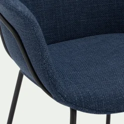 Chaise de repas avec accoudoirs en tissu - bleu figuerolles