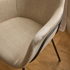 Chaise de repas avec accoudoirs en tissu - beige alpilles