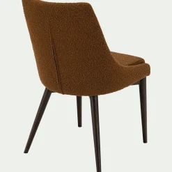 Chaise de repas en tissu bouclette rasé - brun chataignier