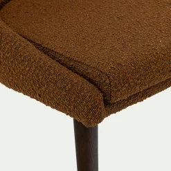 Chaise de repas en tissu bouclette rasé - brun chataignier
