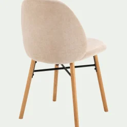 Chaise de repas en tissu et chêne - beige
