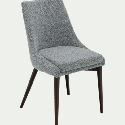 Chaise de repas en tissu bouclette rasé - gris clair