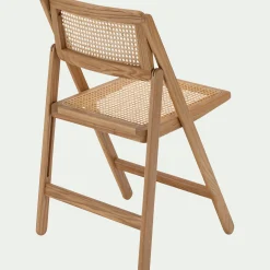 Chaise de repas pliante en hêtre et cannage - naturel