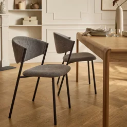 Chaise de repas épurée en tissu - gris
