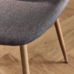 Chaise en acier effet bois et tissu - gris ardoise