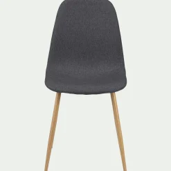 Chaise en acier effet bois et tissu - gris ardoise