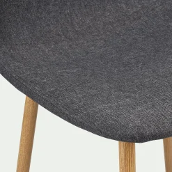 Chaise en acier effet bois et tissu - gris ardoise