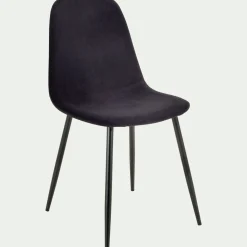 Chaise en acier effet bois et tissu - noir