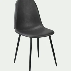 Chaise en acier et simili avec piètement noir - noir