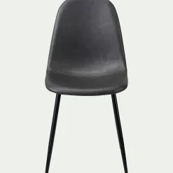 Chaise en acier et simili avec piètement noir - noir