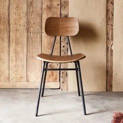 Chaise en bois de frêne et acier - bois foncé