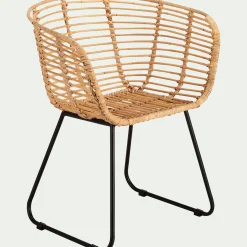 Chaise en rotin avec accoudoirs - naturel
