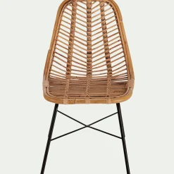 Chaise en rotin et piètement en acier - naturel