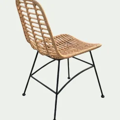 Chaise en rotin tressé et acier - naturel