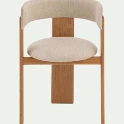 Chaise en tissu bouclette avec accoudoirs - blanc