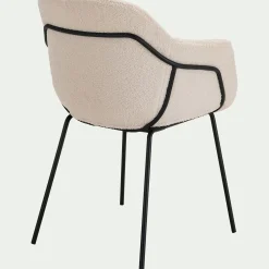 Chaise en tissu bouclette avec accoudoirs - blanc