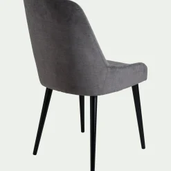 Chaise en tissu effet velours - gris