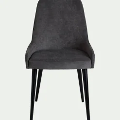 Chaise en tissu effet velours - gris
