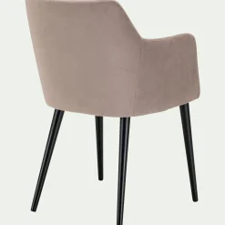 Chaise en tissu effet velours avec accoudoirs - gris