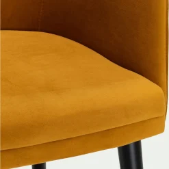 Chaise en tissu effet velours avec accoudoirs - jaune argan
