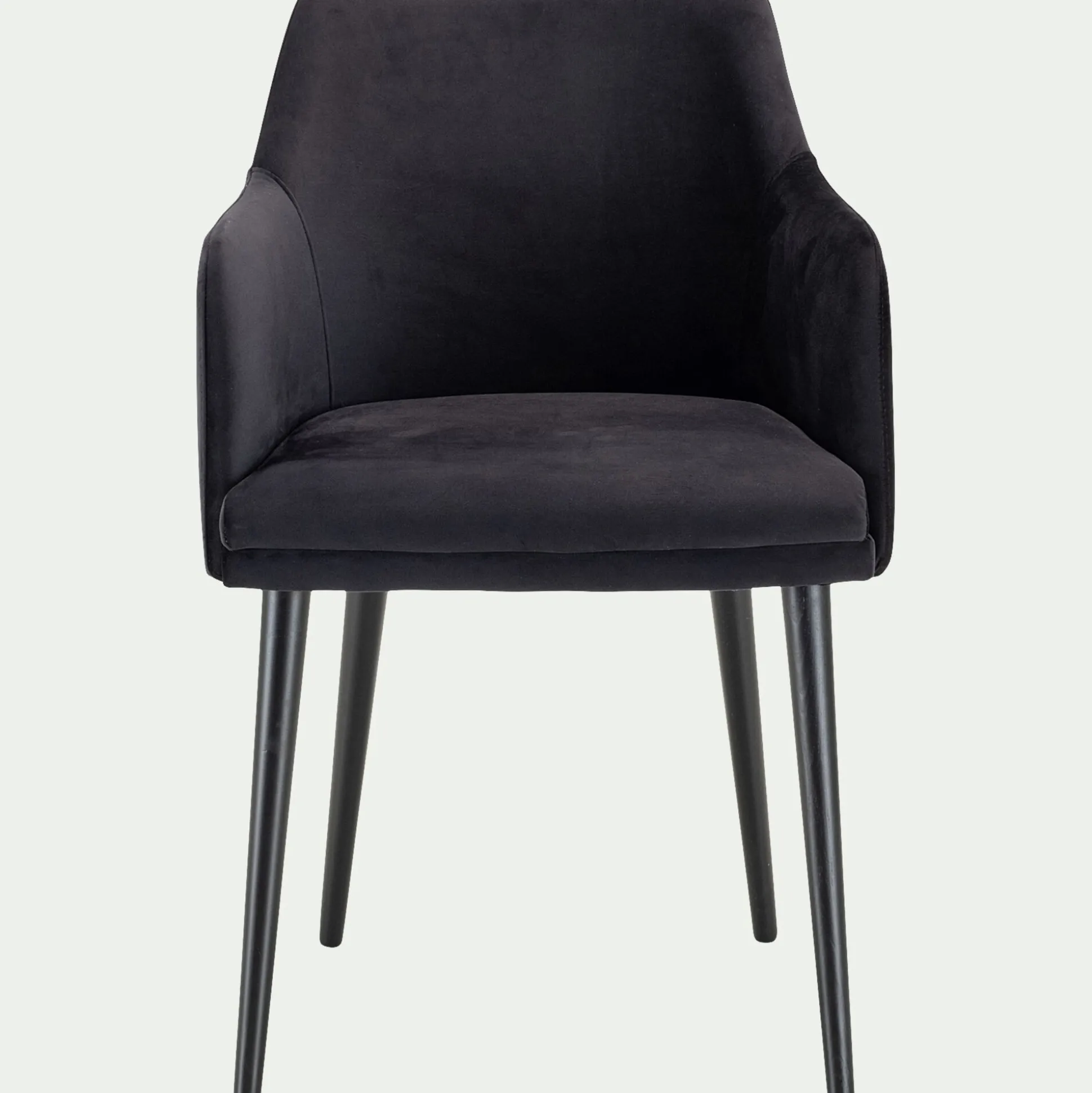 Chaise en tissu effet velours avec accoudoirs - noir