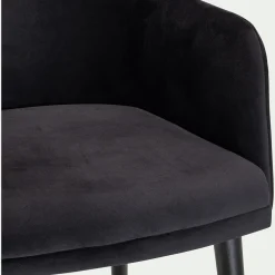 Chaise en tissu effet velours avec accoudoirs - noir
