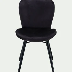 Chaise en tissu effet velours sans accoudoirs - noir