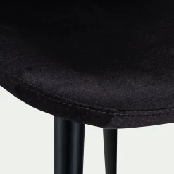Chaise en tissu effet velours sans accoudoirs - noir