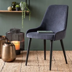 Chaise en tissu effet velours - noir