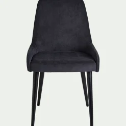 Chaise en tissu effet velours - noir