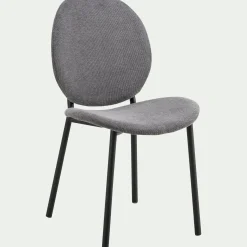 Chaise en tissu et bois d'eucalyptus - gris anthracite