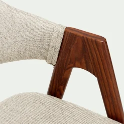 Chaise en tissu et effet bois foncé avec accoudoirs - beige alpilles