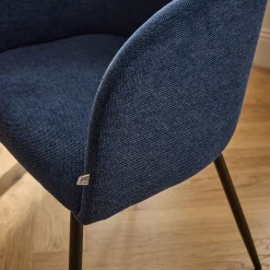 Chaise en tissu et métal avec accoudoirs - bleu figuerolles