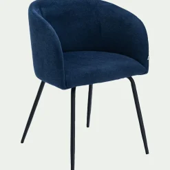 Chaise en tissu et métal avec accoudoirs - bleu figuerolles