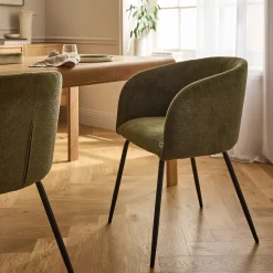 Chaise en tissu et métal avec accoudoirs - vert