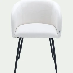 Chaise en tissu et métal avec accoudoirs - blanc ventoux