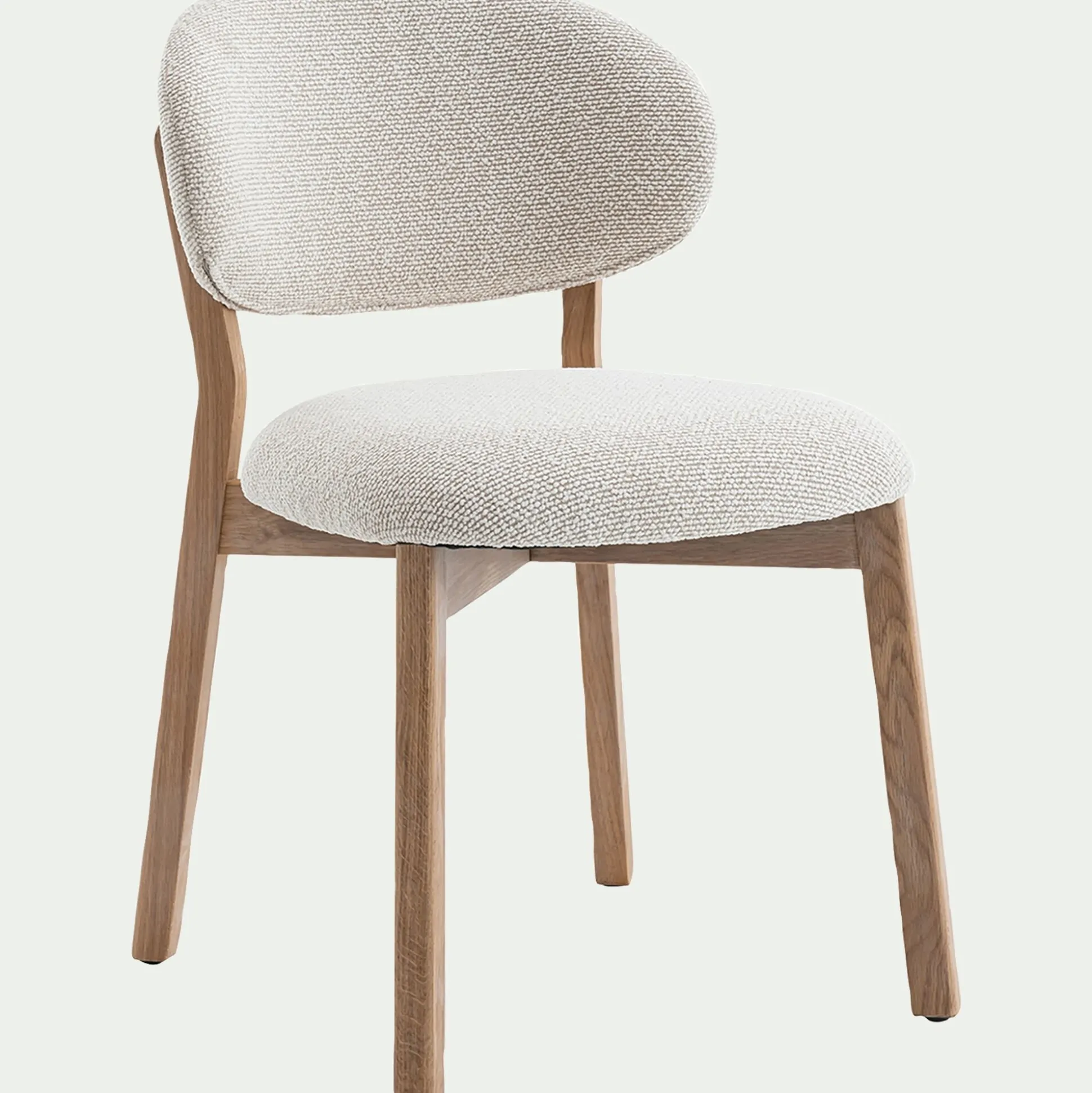 Chaise en tissus et bois de chêne clair sans accoudoirs - beige